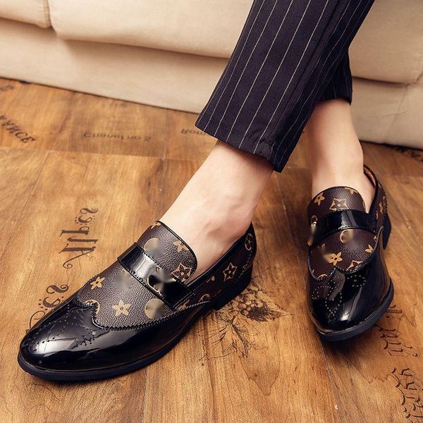 

2021 new loafers men shoes PU leather fashion dress Classic comfortable spring autumn slip on Simplicity round toe outdoors concise Casual business shoes DP018, Black