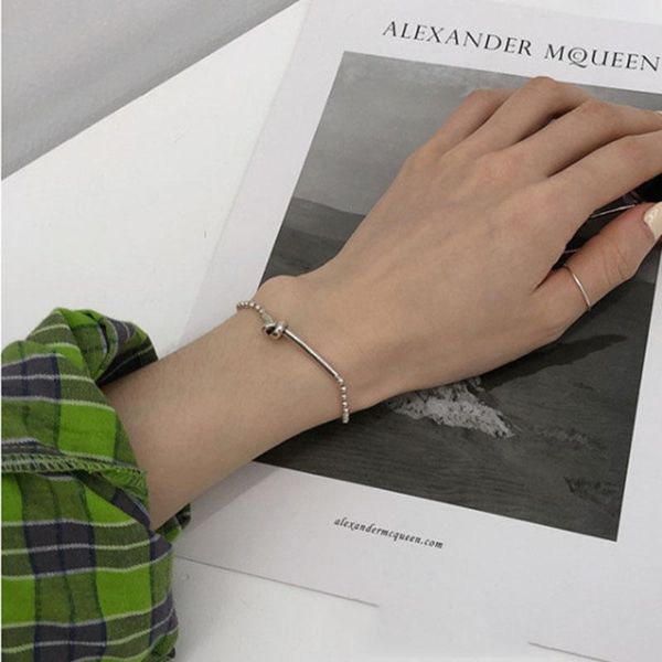 

charm bracelets yaologe knotted bead bracelet 2021 korea simple fashion silver plated for women bangle statement jewelry, Golden;silver