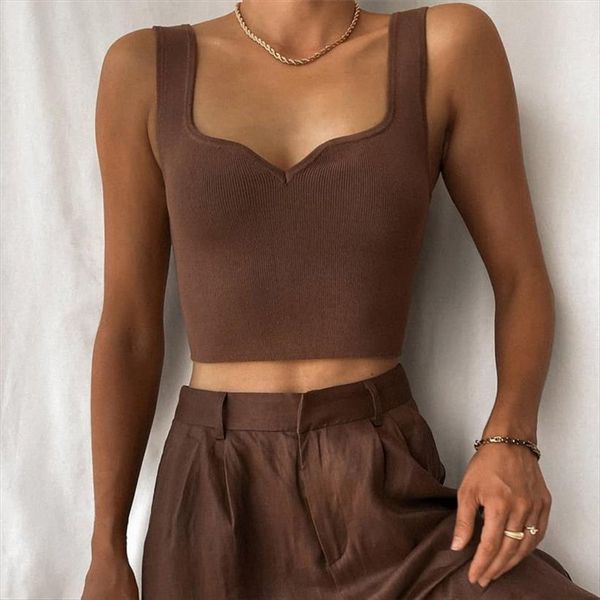

fashion knitted womens cami crop v neck vest cropped tee camisole, White