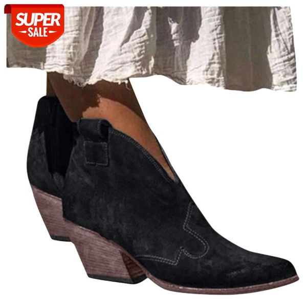 

ankle boots women fall 2019 western cowboy boots pointed toe suede elegant shoes for female short footwear#g7 #2e7w