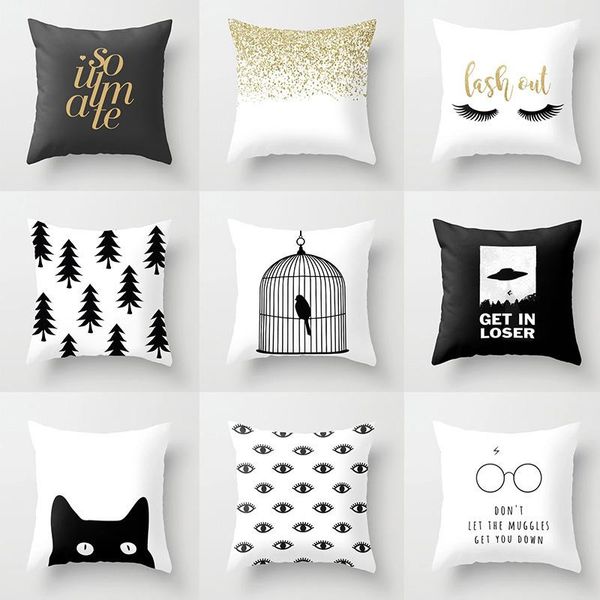 

cushion/decorative pillow polyester pillowcase fashion beauty black white colour printing square cases home decoration cushion cover elife 4