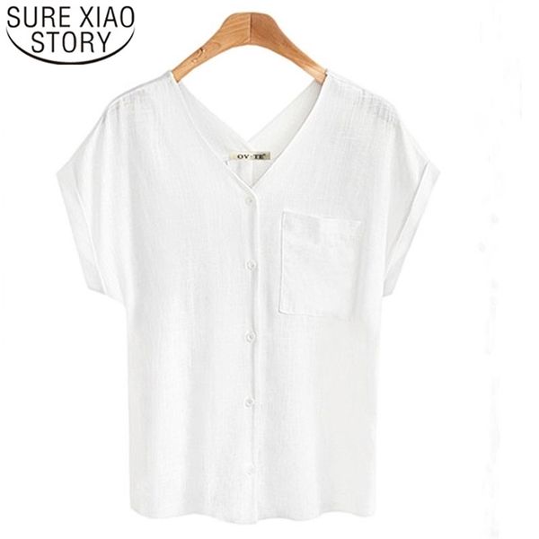 

fashion women shirts plus size summer ladies chiffon short harajuku v neck white 3870 50 210510