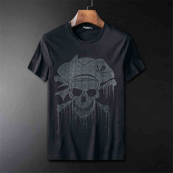 

men's t-shirts t shirts european and american brand men's summer clothing slim quality short sleeve skull cotton t-shir ow5k, White;black
