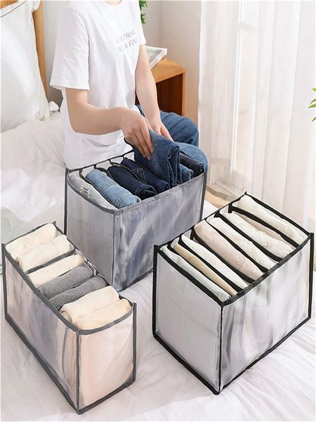 

clothing & wardrobe storage 7 grids home foldable rack jeans bra washable clothes organizer mesh separation box purses