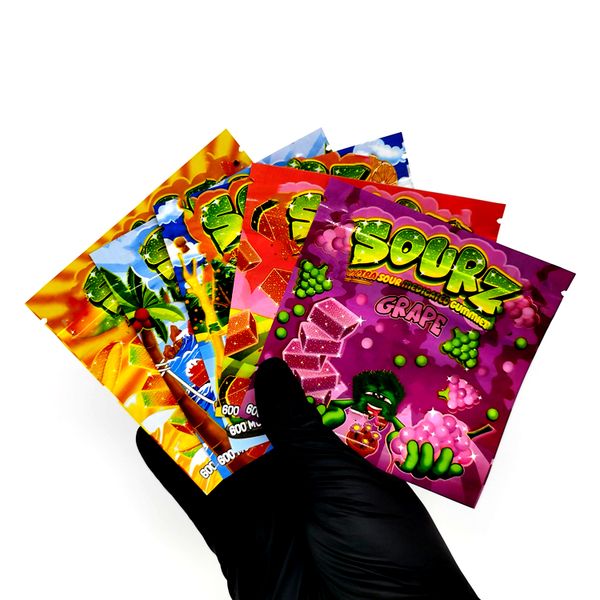 

empty 600mg sourz mylar bags smell proof hawaiian punch maui mango xxtra sour edibles gummies package