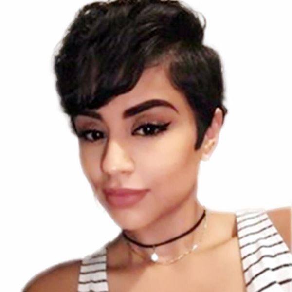 

side part lace front human hair wigs 150% density brazilian remy straight short bob wigs for black women pre plucked with babyhair bleached, Black;brown