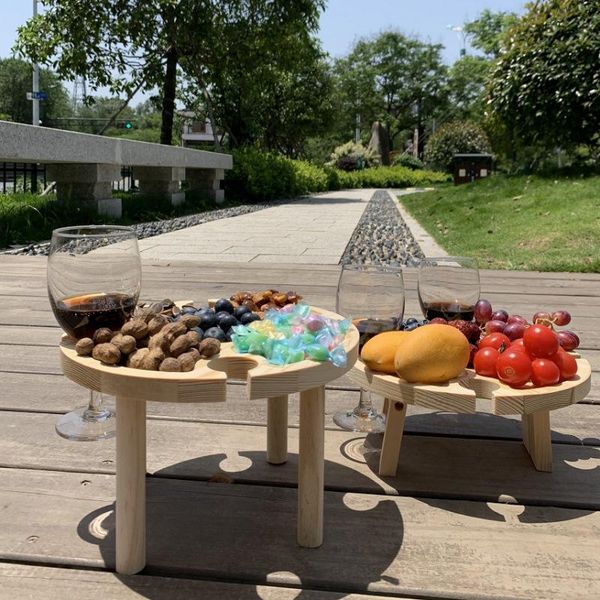 

camp furniture portable wooden folding dining table round desksmall desk outdoor picnic wine holder travel beach garden