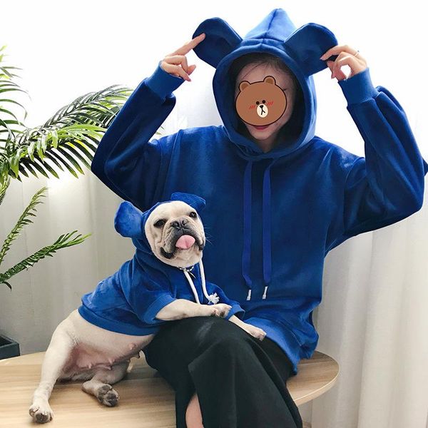 

dog apparel 2021 pet parent-child hooded double-sided gold velvet thickened cat sweater teddy small fashion