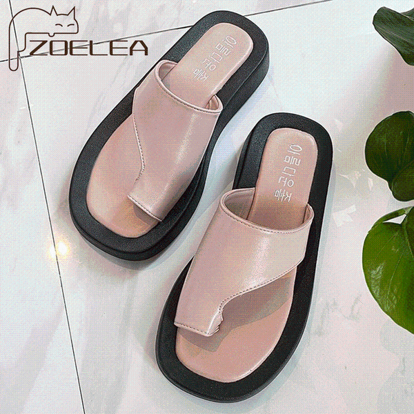 

slippers zoelea women summer 3cm heel fashion flats shoes 2021 non-slip black white basic flat slip on