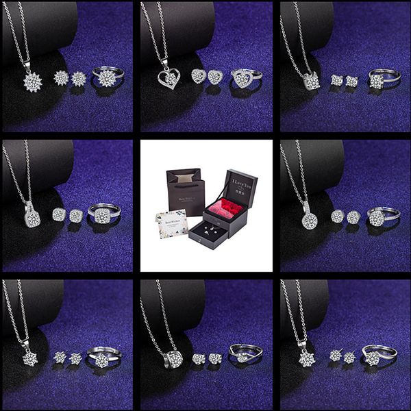 

tiktok red live six paw mullite ring ear pin necklace pendant jewelry set, Silver