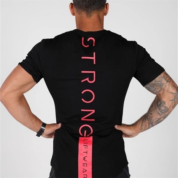 Ginásios masculinos camiseta fitness muscular funciona para fora bodybuilding streetwear rende homens esportivos ees ops 210716