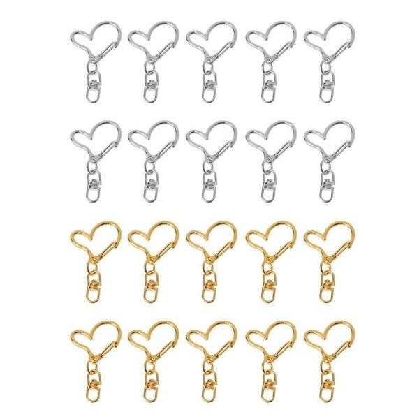 

keychains 10pcs diy metal heart keychain swivel lobster clasp snap hook jewelry findings f2td, Silver
