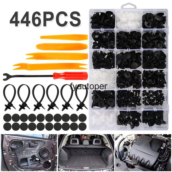 446 Teile/satz Automotive Kunststoff Nieten Auto Kotflügel Stoßstange Innen Trim Tür Panel Push-Pin Clips Kit Zubehör Verschluss Clip