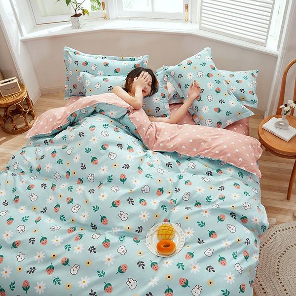 

bedding sets bed sheet a/b double-sided fashion color square pattern stitching king  full single size duvet cover pillowcase