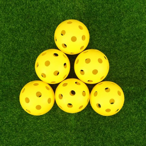 

14pcs balls yellow pickleball with holes for indoor and outdoor courts golf