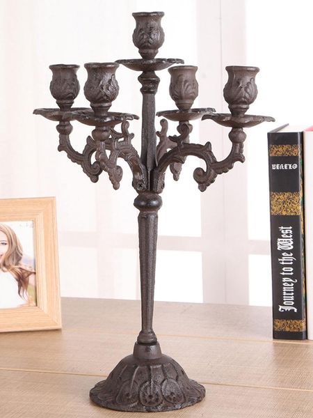 

candle holders antique rustic gold cast iron holder with five branches bases european home tabledecor large standing
