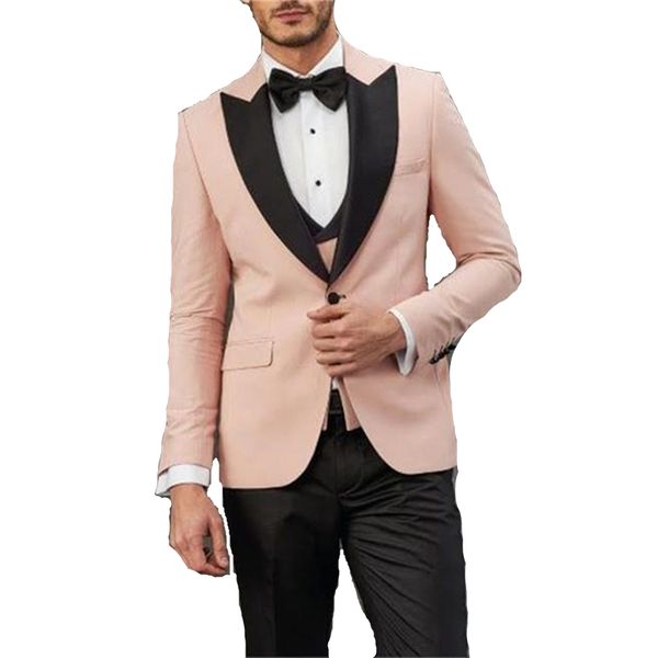 

custom-made one button groomsmen peak lapel groom tuxedos men suits wedding/prom/dinner man blazer(jacket+pants+tie+vest) w908, Black;gray