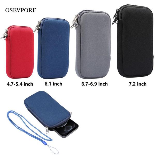 

cell phone pouches travel portable pouch storage bag 4.7-7.2 inch protective carrying organizer case elastic with shoulder strap