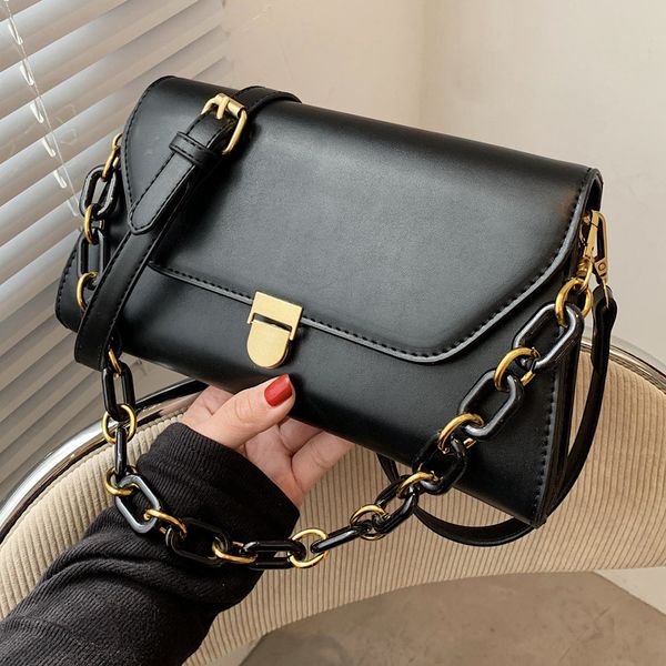 

vintage acrylic chain women shoulder bag 2021 pu leather ladies handbag and purse small luxury female messenger bag satchels l0