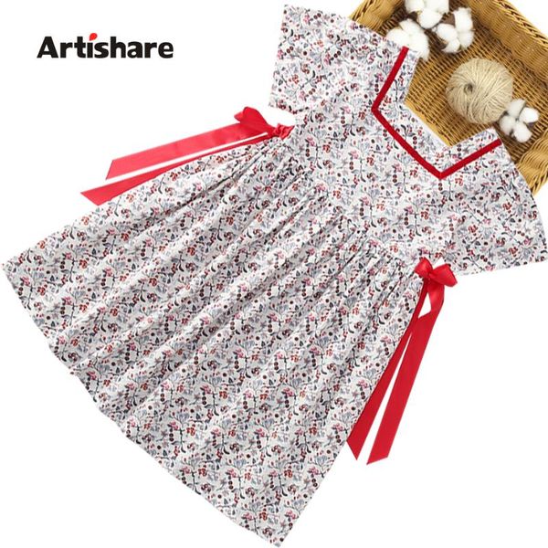 

girl's dresses kids for girls floral pattern girl party dress ribbons summer clothes 6 8 10 12 14, Red;yellow