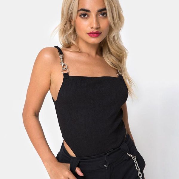 

women's jumpsuits & rompers black square neck backless metal buckle bodysuits straps plain sleevless bodysuit body suits for women, Black;white