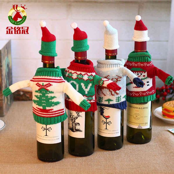 

new products knitted christmas elk bottle creative sweater red set jewelry