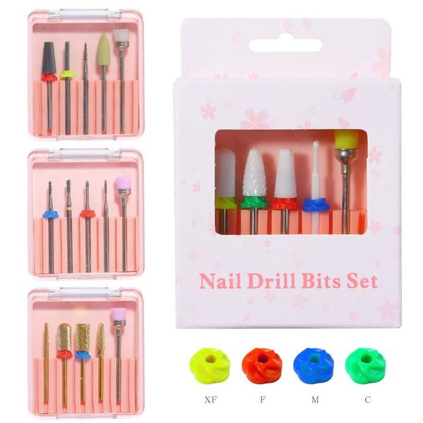 

nail files christmas 5 in 1 tungsten steel/caremics sanding polishing removing cuticle drill bits manicure brush grinding head set