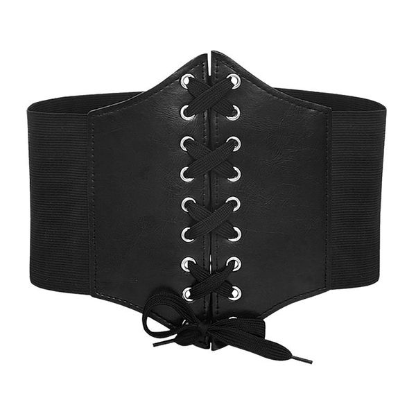 

corset wide pu leather belt cummerbunds strap belts for women elastic tight high waist slimming body shaping girdle, Black;brown