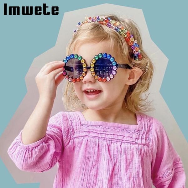 

sunglasses imwete kids girls boys round frame colored lenses brand designer all-match outdoors children sun glasses, Blue