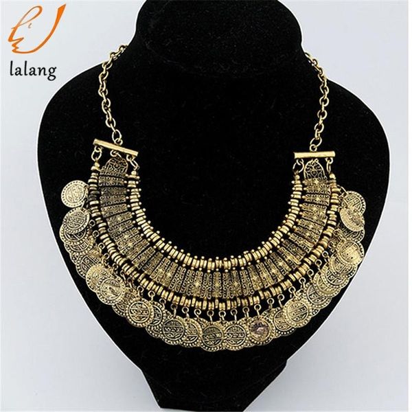 

vintage maxi statement necklaces & pendants bohemian coin necklace women female choker collier femme boho jewelry chokers, Golden;silver
