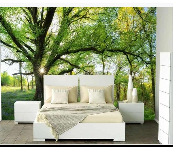 

wallpapers ainyoousem sunshine green woodland scenery tv background wall wallpaper papel de parede 3d stickers
