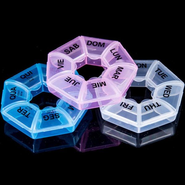 

outdoor gadgets storage cases 7 days week jewelry container mini round pills organizer portable food grade box plastic vitamin