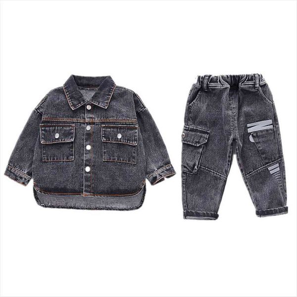 

baby boys spring autumn children denim clothes jacket pants 2pcs sets infant out kids fashion toddler casual clothing tracksuits, White