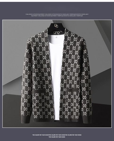 

luxury letter printed cardigan jacket men designer brand fashion pocket knitted cardigan sweater coat men casual sweater l002, White;black