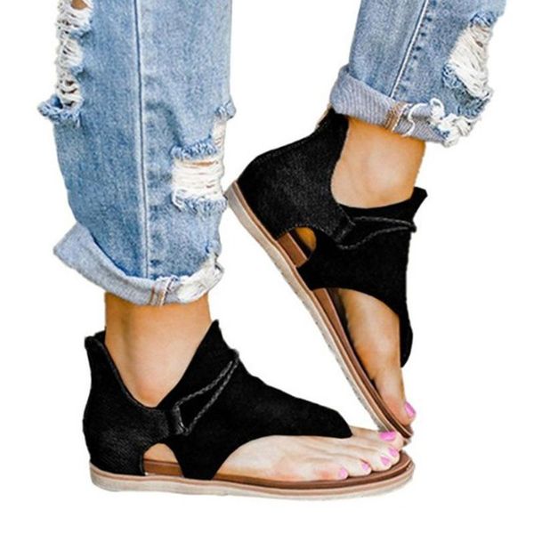 

sandals women leopard print summer plus size cross strap flat with shoes woman casual zipper gladiator sandalias mujer, Black