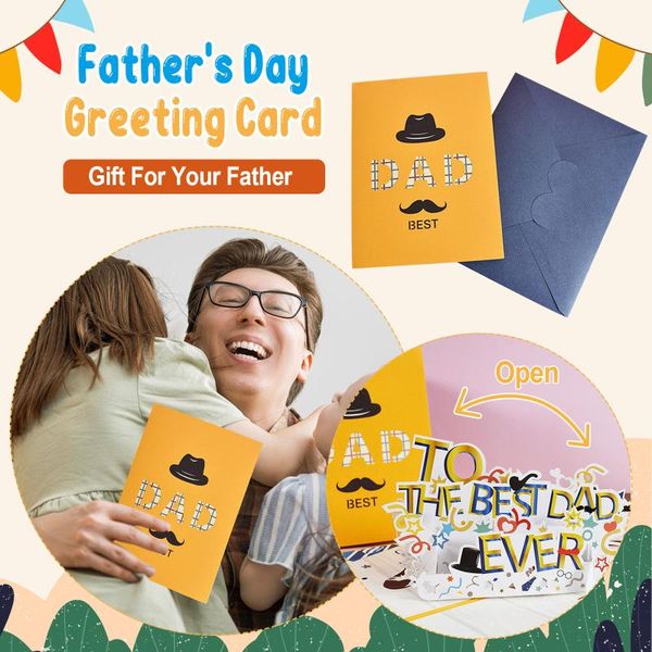 

greeting cards 3d fathers day card -up birthday for dad grandfather with envelope daddy gift