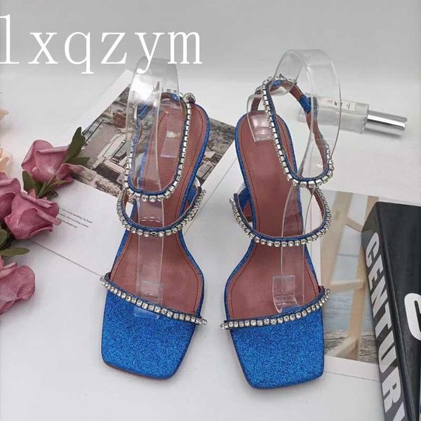 

dress shoes summer ankle strap sandals cup high heel women shiny crystal decoration narrow band runway party sandalias, Black