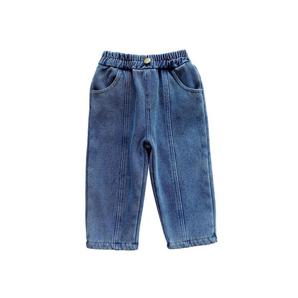 

autumn and winter children's jeans baby girl clothes boy plush thick casual fashion cute denim trousers, Blue