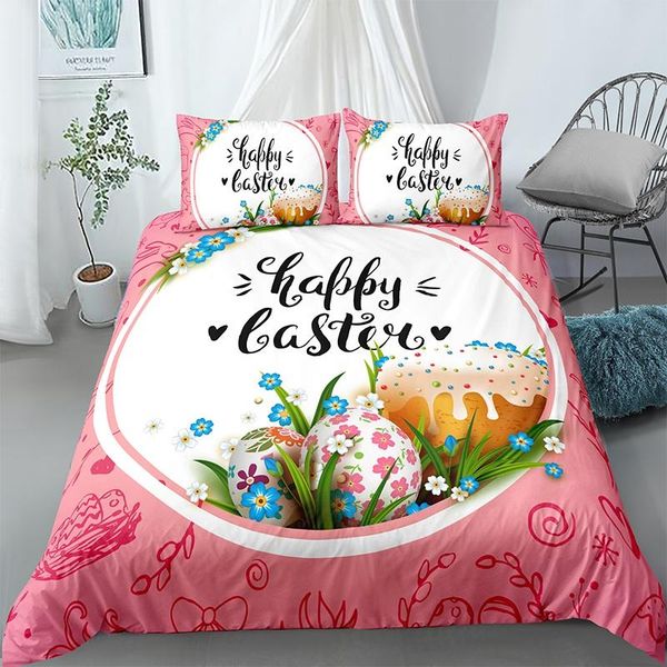 

bedding sets 2021 cartoon set happy easter duvet cover king  size with pillowcase bedcloth home textile