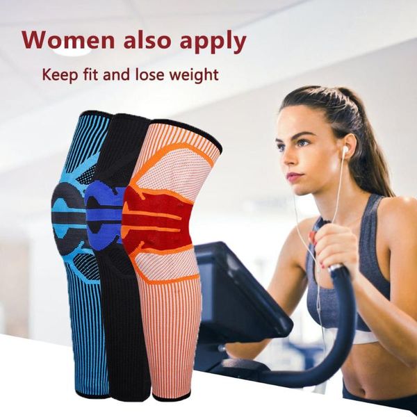 

elbow & knee pads 1 pcs lengthen spring silicone support long leg protector for running fitness professional recover, Black;gray