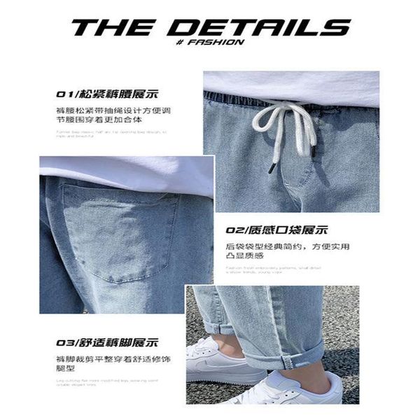 

men's jeans straight harem summer blue/black korean loose denim pants street casual