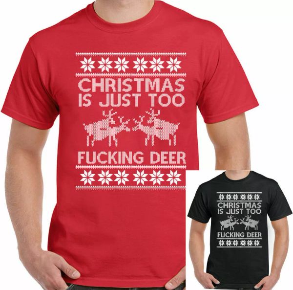 

christmas t-shirt is just to deer mens funny secret santa gift top, White;black