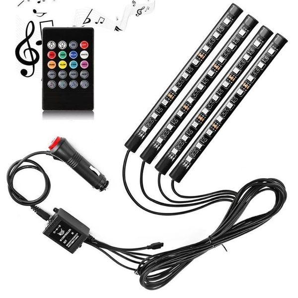 

strips automobile led lamp vehicle within colorful sound control atmosphere one drag four 9smd sole