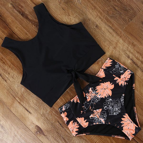 

split swimsuit ins women bikini, Black;white