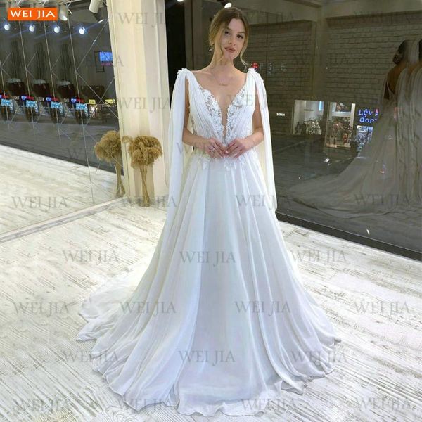 

other wedding dresses elegant white gowns 2021 v neck robe de mariÃ©e chiffon lace appliqued a line bridal women slim fit suknia slubna