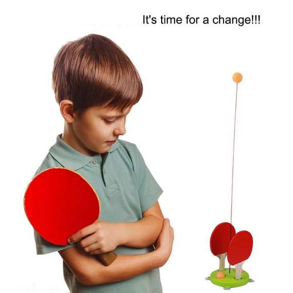 

table tennis raquets set with 2 racket for trainer elastic self-training leisure kid indoor outdoor play shaft portable