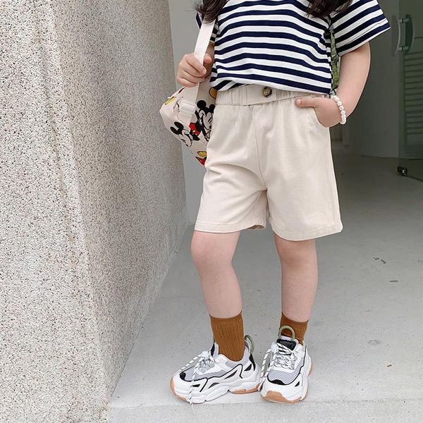 

shorts mila chou 2021 summer boy girl's white black children's casual kid's elastic waist medium length shorts2-8year