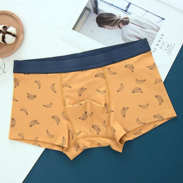 

tongxin grass waist pure men's modal cotton breathable printing cartoon underwear boxers, Black;white
