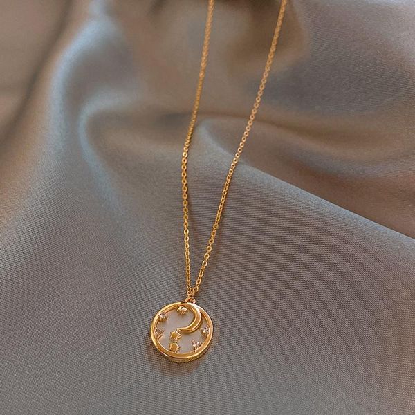 

pendant necklaces creative women's necklace hollow star crystal zircon choker wholesale jewelry collier femme, Silver