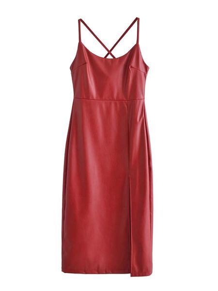 

casual dresses jcÂ·kilig 2021 faux leather suspender dress w66491g, Black;gray